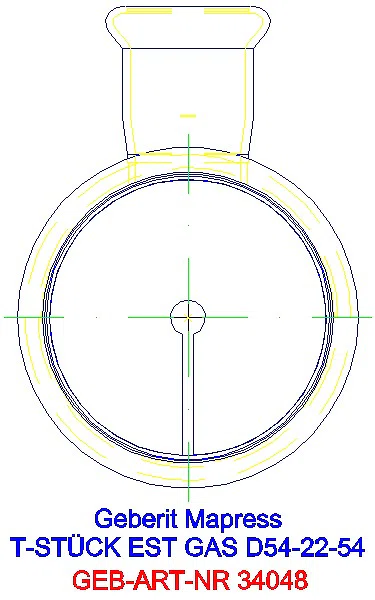 GE Mapress Edelstahl T-Stück reduziert (Gas) d54-22-54_34048_L
