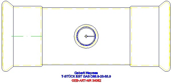 GE Mapress Edelstahl T-Stück reduziert (Gas) d88,9-28-88,9_34082_G