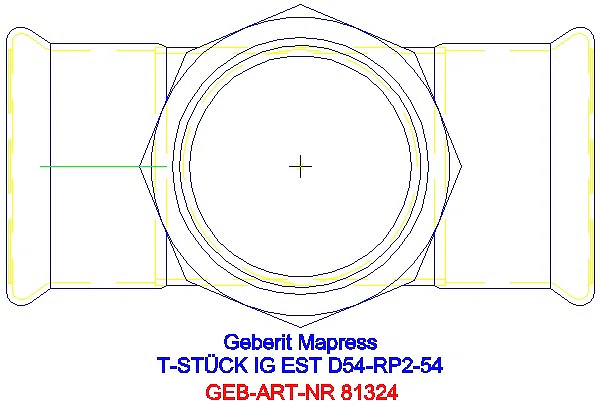 GE Mapress Edelstahl T-Stück mit IG (LABS-frei) d54-Rp2-54_81324_G