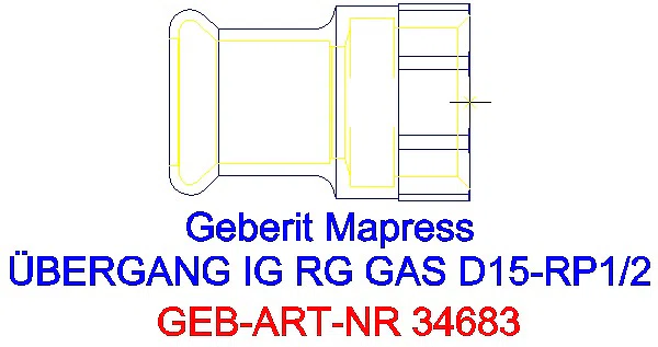 GE Mapress Kupfer Übergang mit IG (Gas) Rg d15-Rp1/2_34683_A