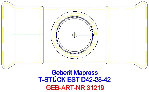 GE Mapress Edelstahl T-Stück reduziert d42-28-42_31219_G