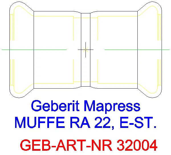 GE Mapress Edelstahl Muffe d22_32004_G