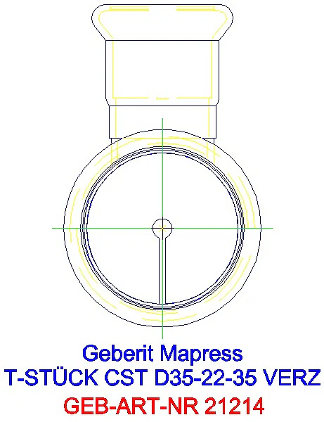 GE Mapress C-Stahl T-Stück reduziert d35-22-35 verzinkt_21214_L
