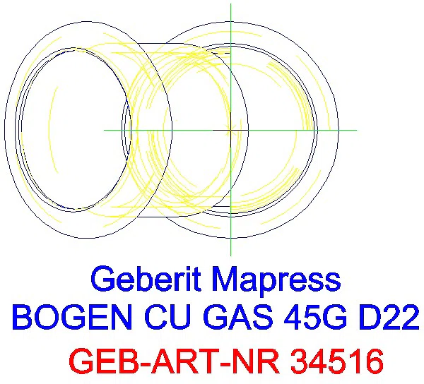 GE Mapress Kupfer Bogen 45Gr (Gas) d22_34516_G