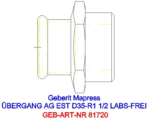 GE Mapress Edelstahl Übergang mit AG (LABS-frei) d35-R1 1/2_81720_G