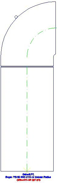 GE PE Bogen 90Gr mit langem Schenkel Schenkel und kleinem Radius d110_367.876.16.1_L