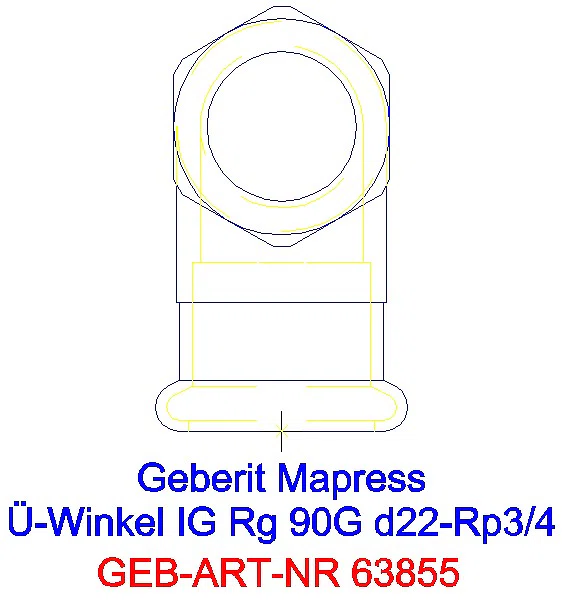 GE Mapress Kupfer Übergangswinkel 90Gr mit IG Rg d22-Rp3/4_63855_L