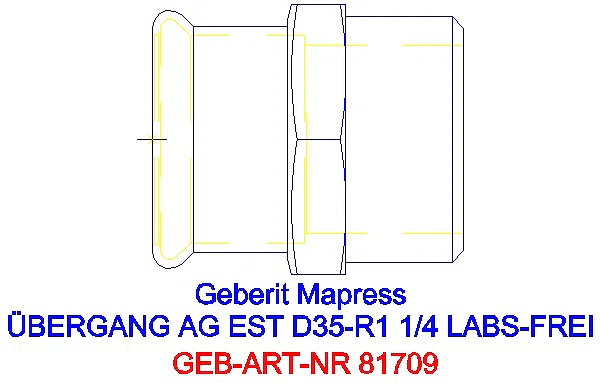GE Mapress Edelstahl Übergang mit AG (LABS-frei) d35-R1 1/4_81709_A