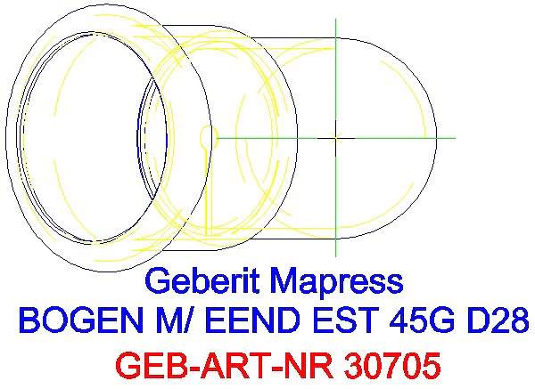 GE Mapress Edelstahl Bogen 45Gr d28 mit Einschubende_30705_G