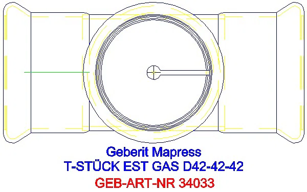 GE Mapress Edelstahl T-Stück egal (Gas) d42-42-42_34033_G