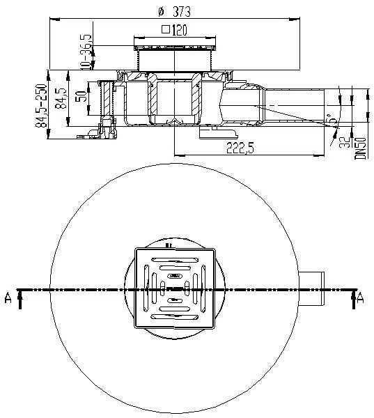 DALLMER Bodenablauf DallDrain Select, DN 50, 120 x 120 mm