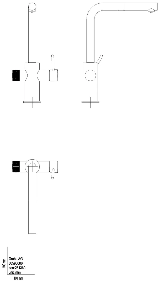 GROHE SPT-Batterie GROHE Blue Pure Minta 30590 L-Ausl. azb. Mous. phantom black