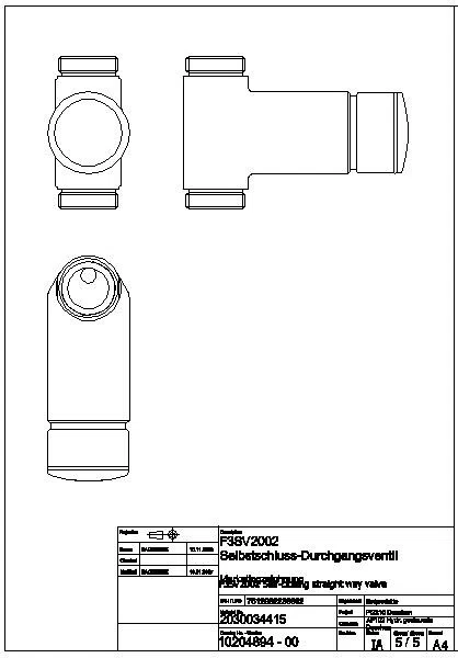 Durchgangsventil, F3, hydraulisch, o. Mischung, Aufputz, 2xG3/4B, F3SV2002