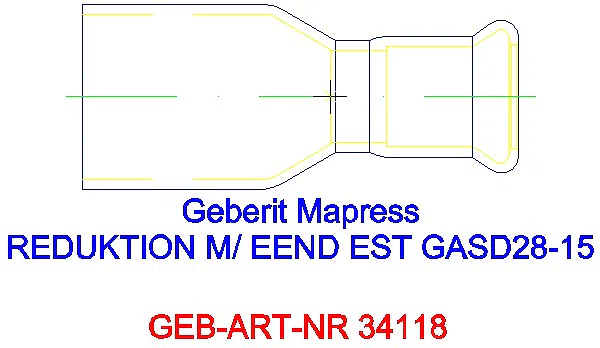 GE Mapress Edelstahl Reduktion mit Einschubende (Gas) d28-15_34118_L