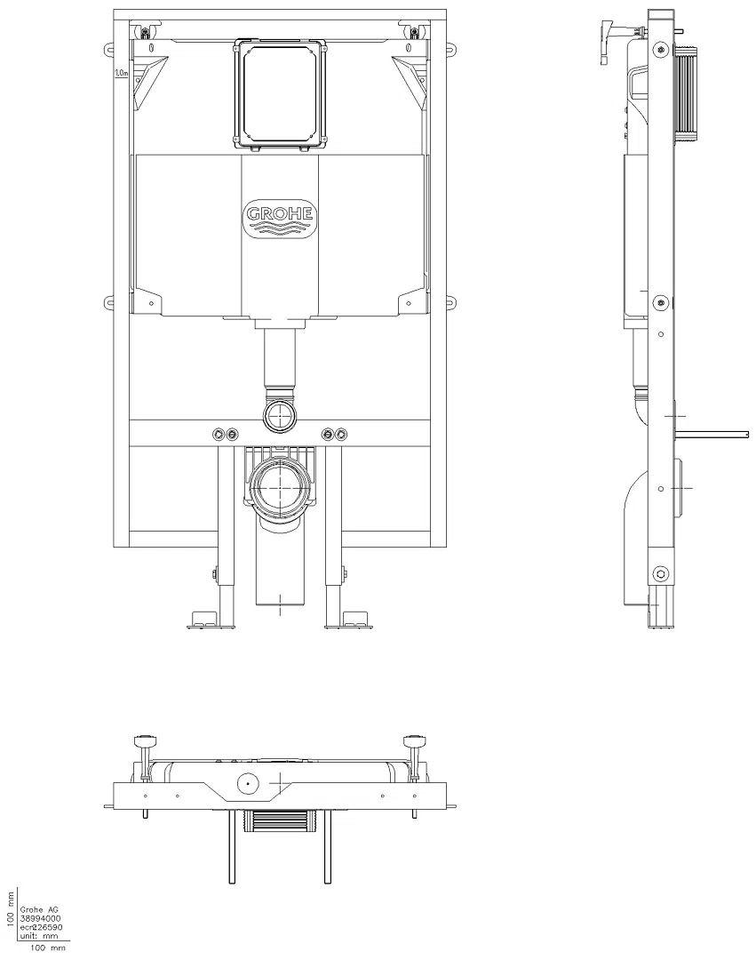 GROHE WC-Element Rapid SL 38994 Spülkasten 80mm Elementbreite 0,62m