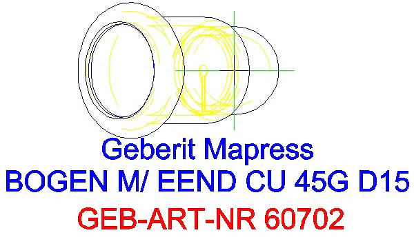 GE Mapress Kupfer Bogen 45Gr mit Einschubende d15_60702_G