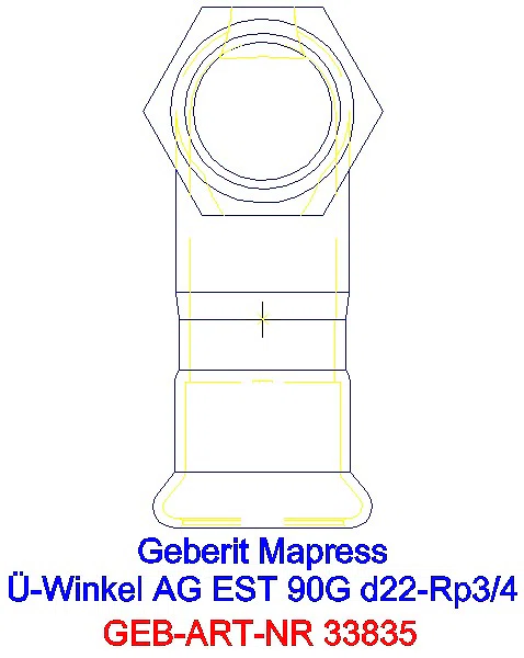 GE Mapress Edelstahl Übergangswinkel 90Gr mit AG d22-R3/4_33835_L
