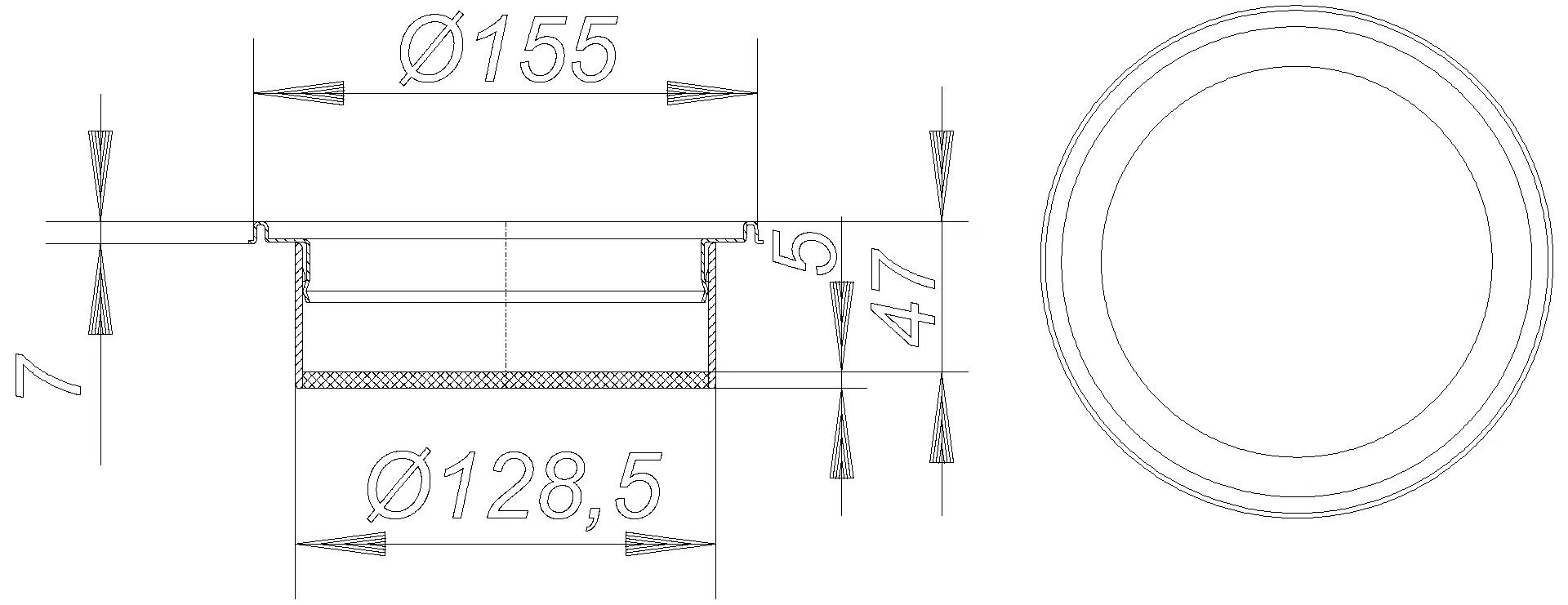 DALLMER Aufsatzrahmen V S15/155, V4A, d: 155 mm