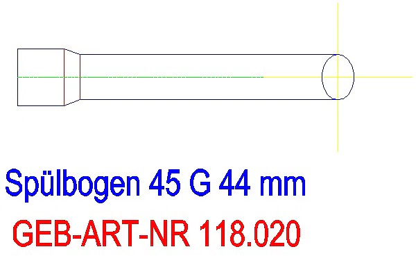 GE Spülbogenverlängerung 45Gr 30x10 cm mit Steckmuffe weiß-alpin d44_118.020.11.1_A