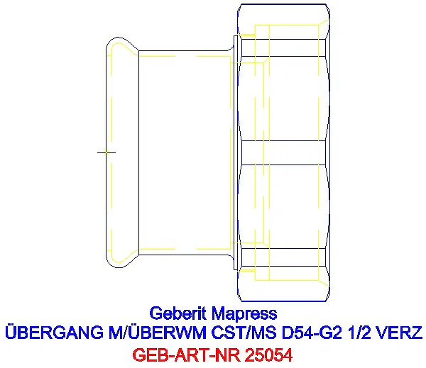 GE Mapress C-Stahl Übergang mit Überwurfmutter d54-G2 1/2 verzinkt_25054_G