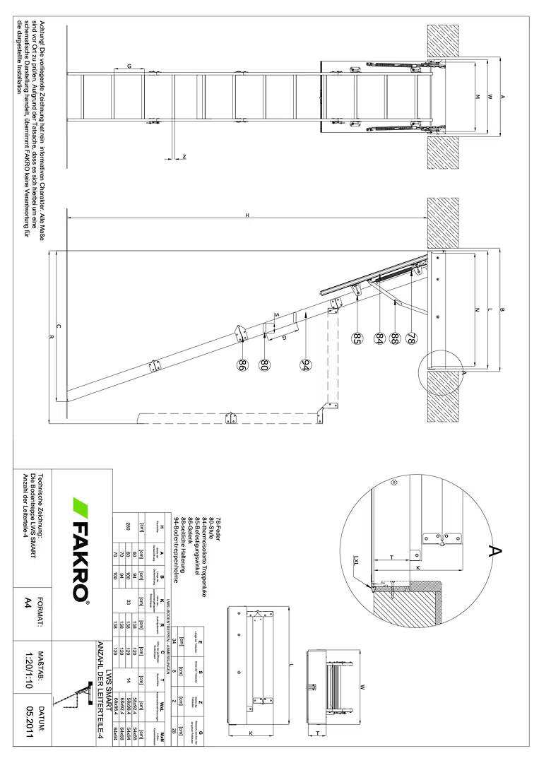 LWS Smart Mehrteilige Bodenklapptreppe aus Holz - Detail