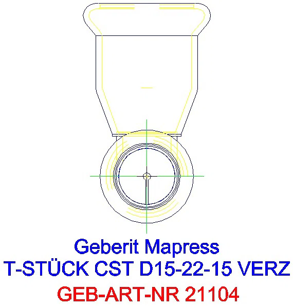 GE Mapress C-Stahl T-Stück reduziert d15-22-15 verzinkt_21104_L