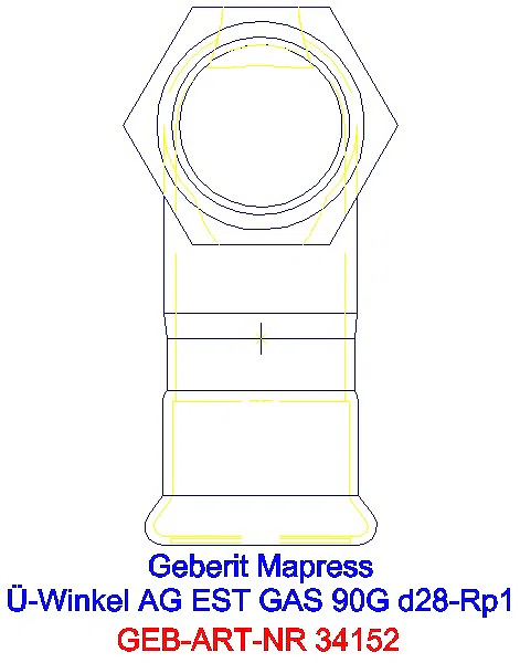 GE Mapress Edelstahl Übergangswinkel 90Gr mit AG (Gas) d28-R1_34152_L