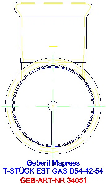 GE Mapress Edelstahl T-Stück reduziert (Gas) d54-42-54_34051_L