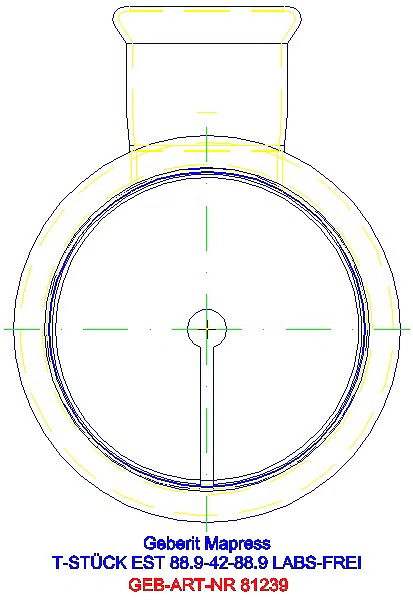 GE Mapress Edelstahl T-Stück reduziert (LABS-frei) d88,9-42-88,9_81239_L