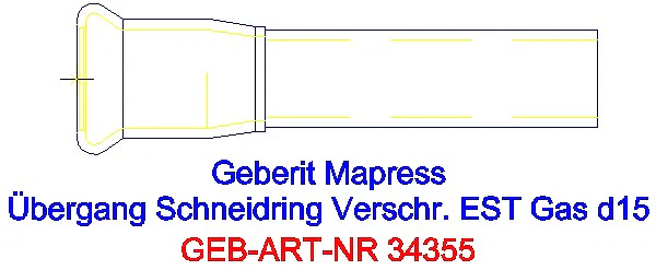 GE Mapress Edelstahl Übergang auf Schneidringverschraubung (Gas) d15_34355_A