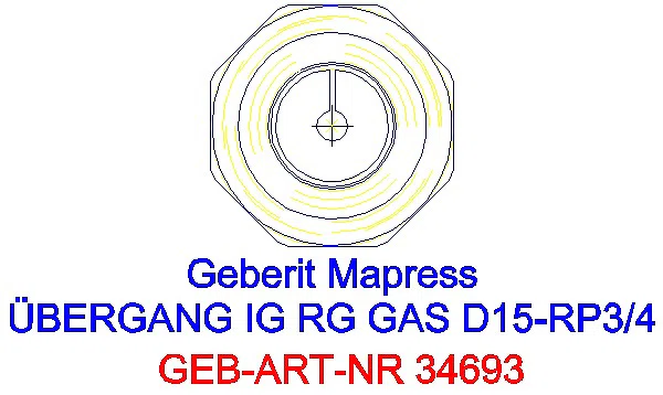 GE Mapress Kupfer Übergang mit IG (Gas) Rg d15-Rp3/4_34693_L