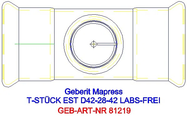 GE Mapress Edelstahl T-Stück reduziert (LABS-frei) d42-28-42_81219_G