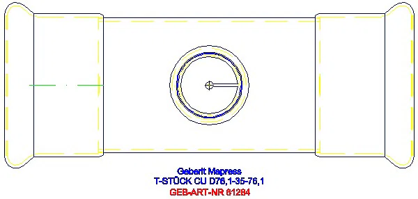 GE Mapress Kupfer T-Stück reduziert d76,1-35-76,1_61284_G