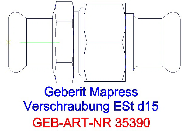 GE Mapress Edelstahl Verschraubung mit Überwurfmutter aus ESt d15_35390_G