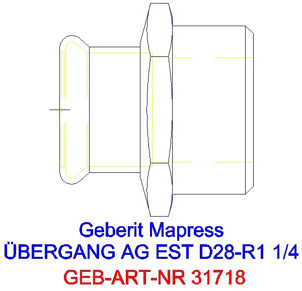 GE Mapress Edelstahl Übergang mit AG d28-R1 1/4_31718_G