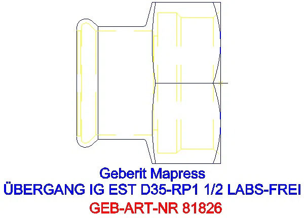 GE Mapress Edelstahl Übergang mit IG (LABS-frei) d35-Rp1 1/2_81826_A
