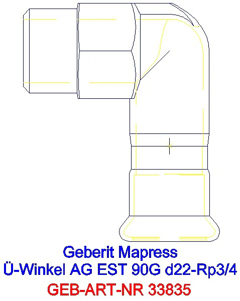 GE Mapress Edelstahl Übergangswinkel 90Gr mit AG d22-R3/4_33835_A