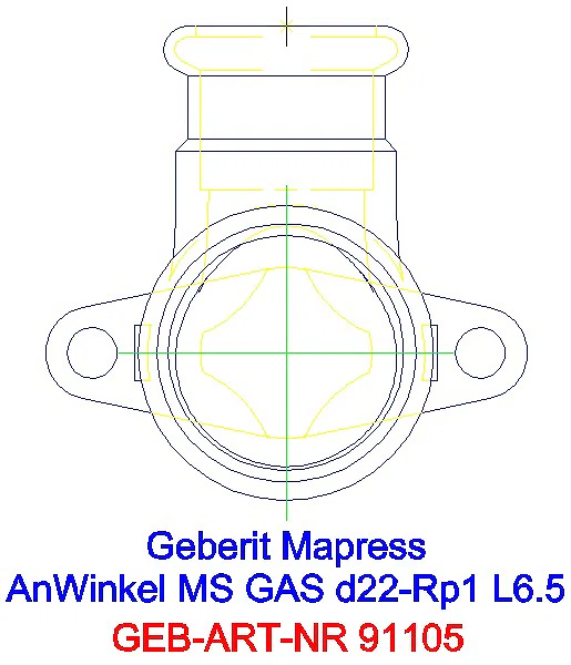GE Mapress Kupfer Anschlusswinkel 90Gr für Gaszähler (Gas) Ms d22-Rp1_91105_A