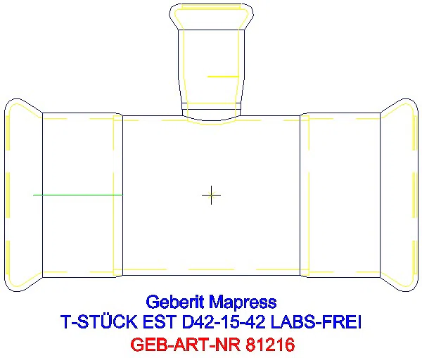 GE Mapress Edelstahl T-Stück reduziert (LABS-frei) d42-15-42_81216_A