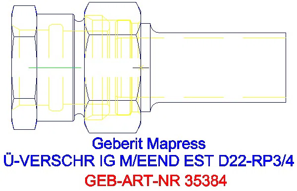 GE Mapress Edelstahl Übergangsverschr. mit IG und Einschubende d22-Rp3/4_35384_A