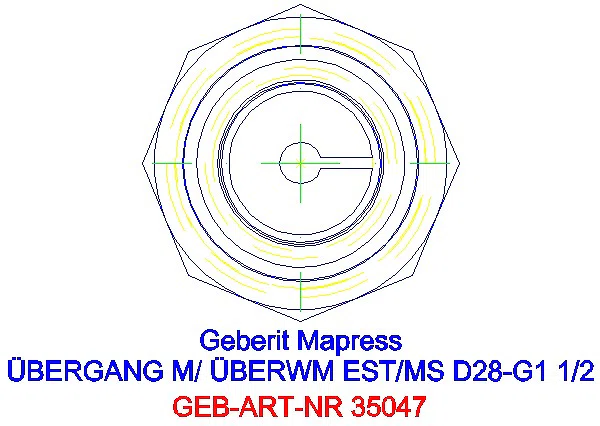 GE Mapress Edelstahl Übergang mit Überwurfmutter d28-G1 1/2_35047_L