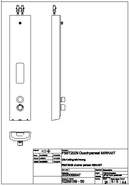 Duschpaneel, F5, hydr., MIRANIT, Thermostat, f. Duschkopf, Ablage, F5ST2029