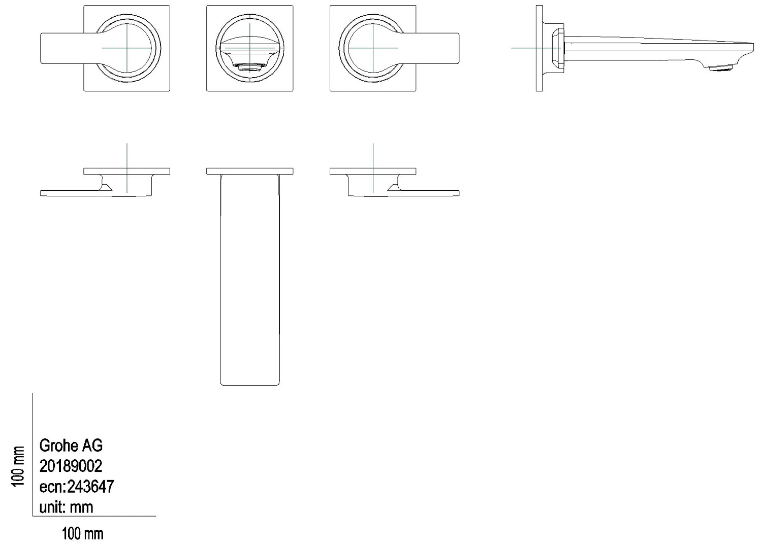 GROHE 3-L-WT-Wandbatterie Allure 20189_2 FMS Ausl. 150mm cool sunrise