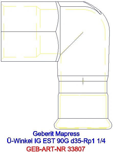 GE Mapress Edelstahl Übergangswinkel 90Gr mit IG d35-Rp1 1/4_33807_A