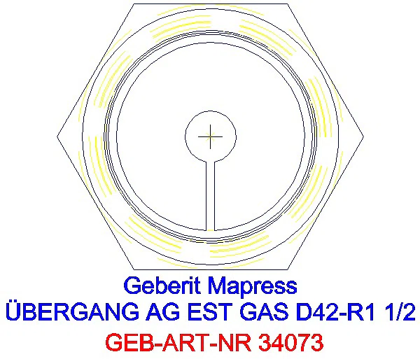 GE Mapress Edelstahl Übergang mit AG (Gas) d42-R1 1/2_34073_L