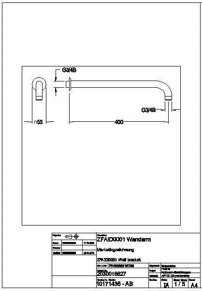 Wandarm, für Notduschkopf DN20, grün, ZFAID0001