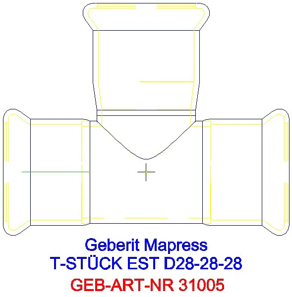 GE Mapress Edelstahl T-Stück egal d28-28-28_31005_A