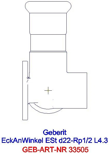 GE Mapress Edelstahl Eckanschlusswinkel 90Gr d22-Rp1/2, L:4,3cm_33505_L
