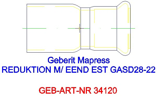 GE Mapress Edelstahl Reduktion mit Einschubende (Gas) d28-22_34120_L