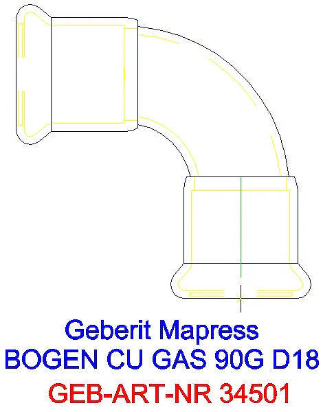 GE Mapress Kupfer Bogen 90Gr (Gas) d18_34501_A